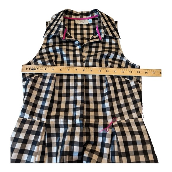 Eliza J Gingham Checkered Hot Pink Sash Button Down Sleeveless Dress NWOT 4 - Picture 8 of 16